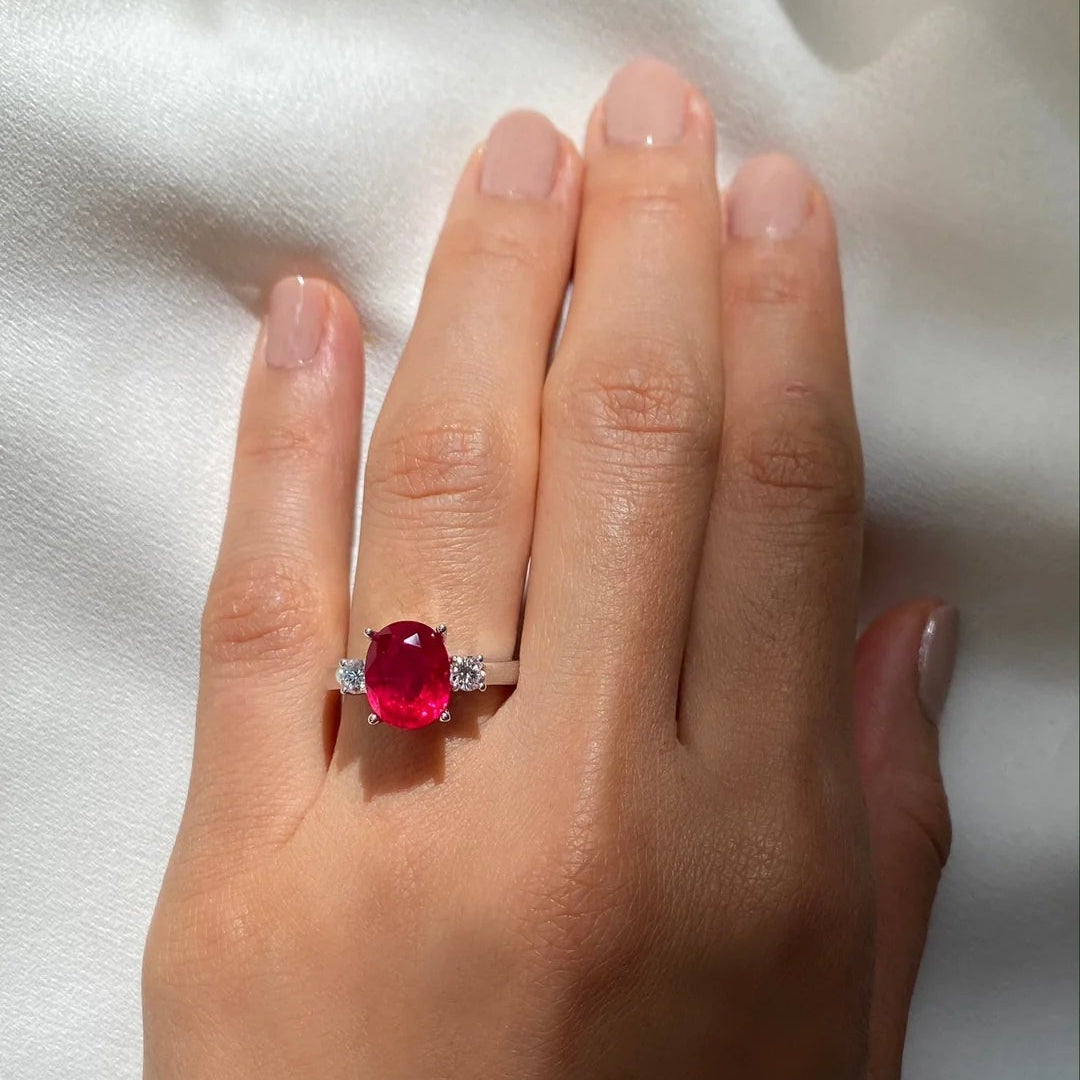 Beating Heart Ruby Promise Ring - ARTSY SILVER