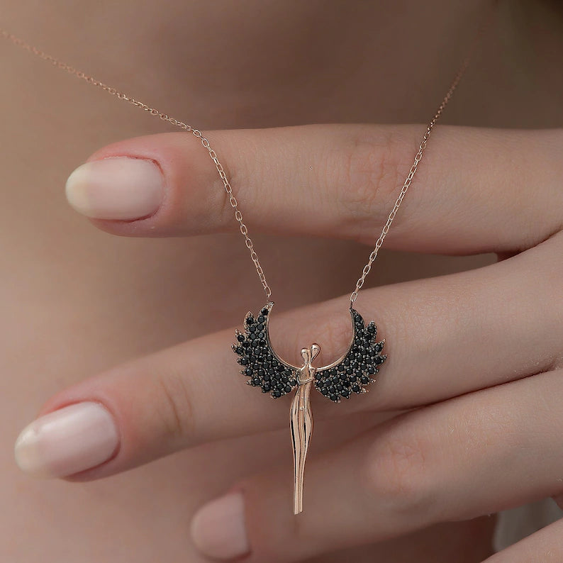 Black Angel Wing Necklace