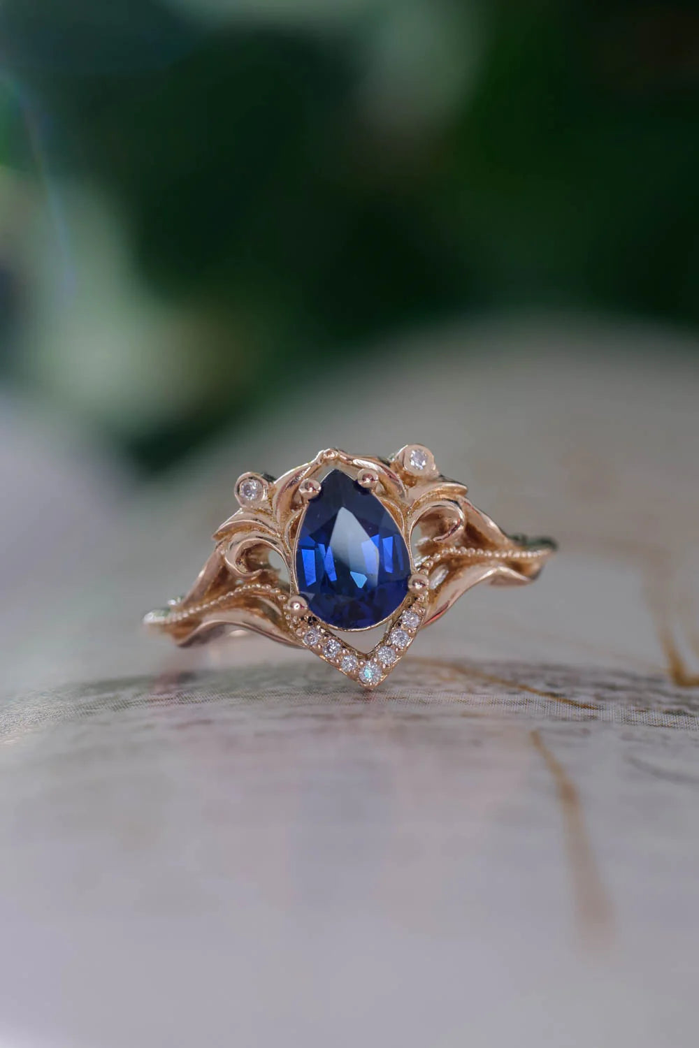 Blue Sapphire Stone 2 Set Ring