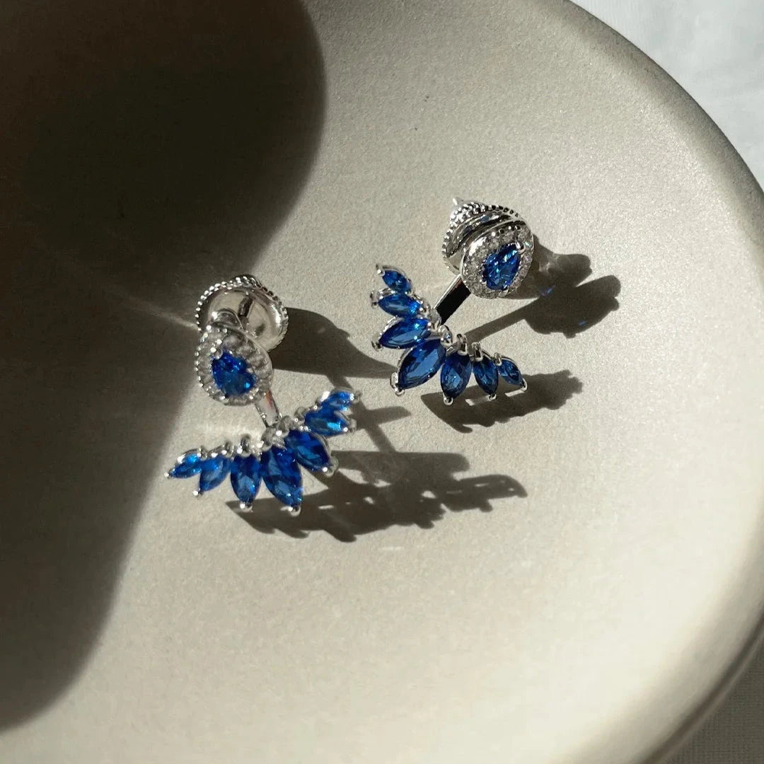 Lily Blue Sapphire Ear Jacket - ARTSY SILVER