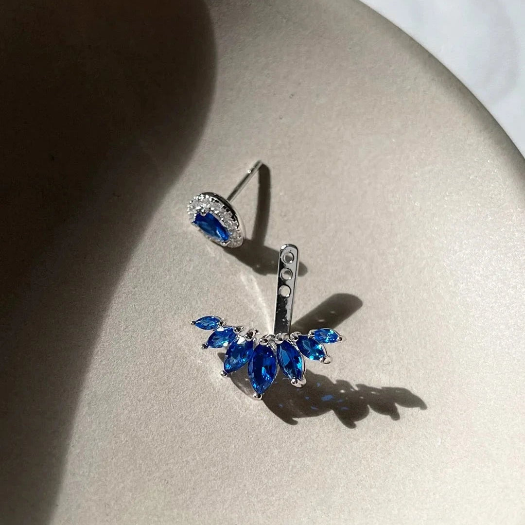 Lily Blue Sapphire Ear Jacket - ARTSY SILVER