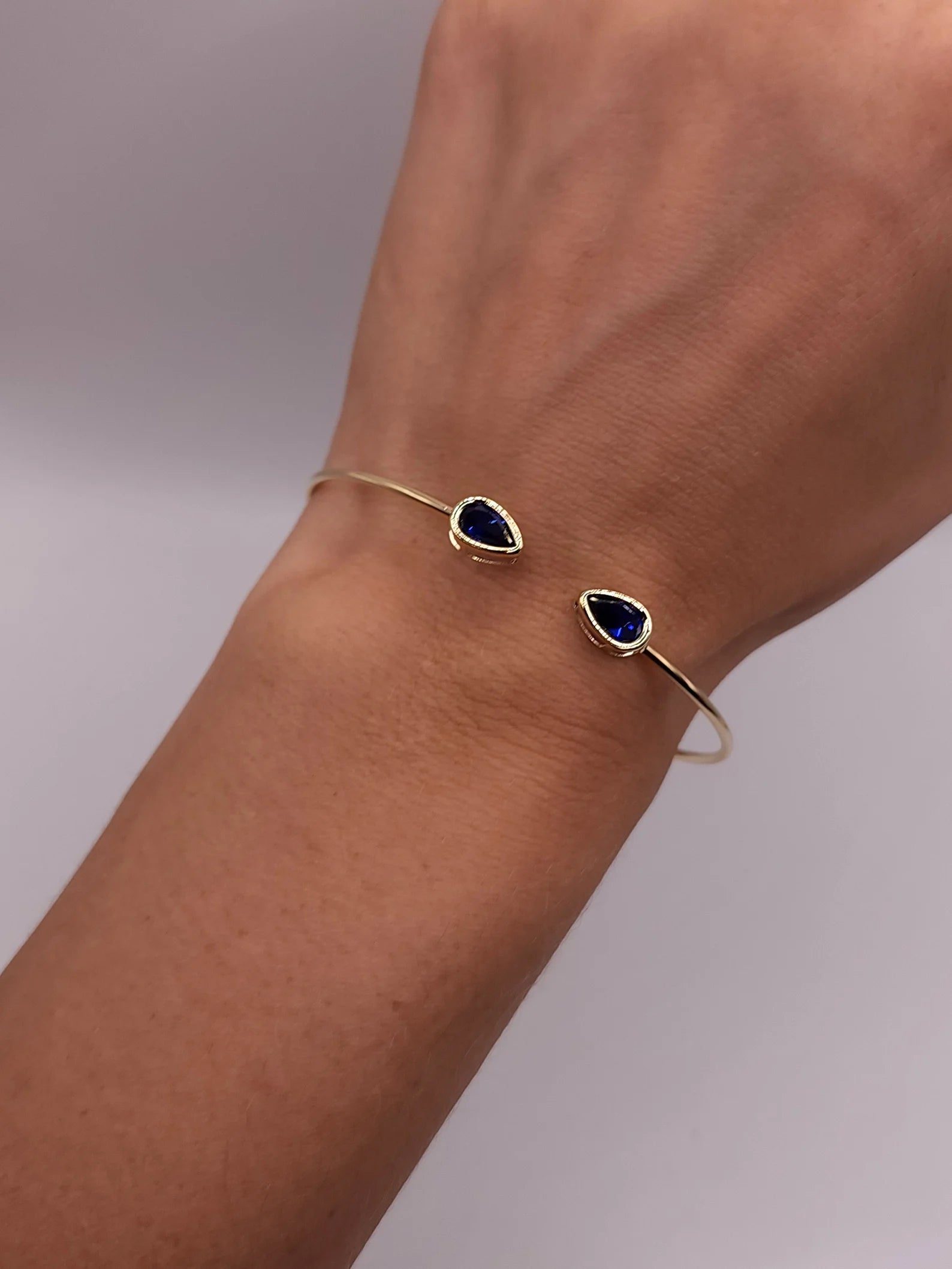 Blue Sapphire Pear Cut Bangle