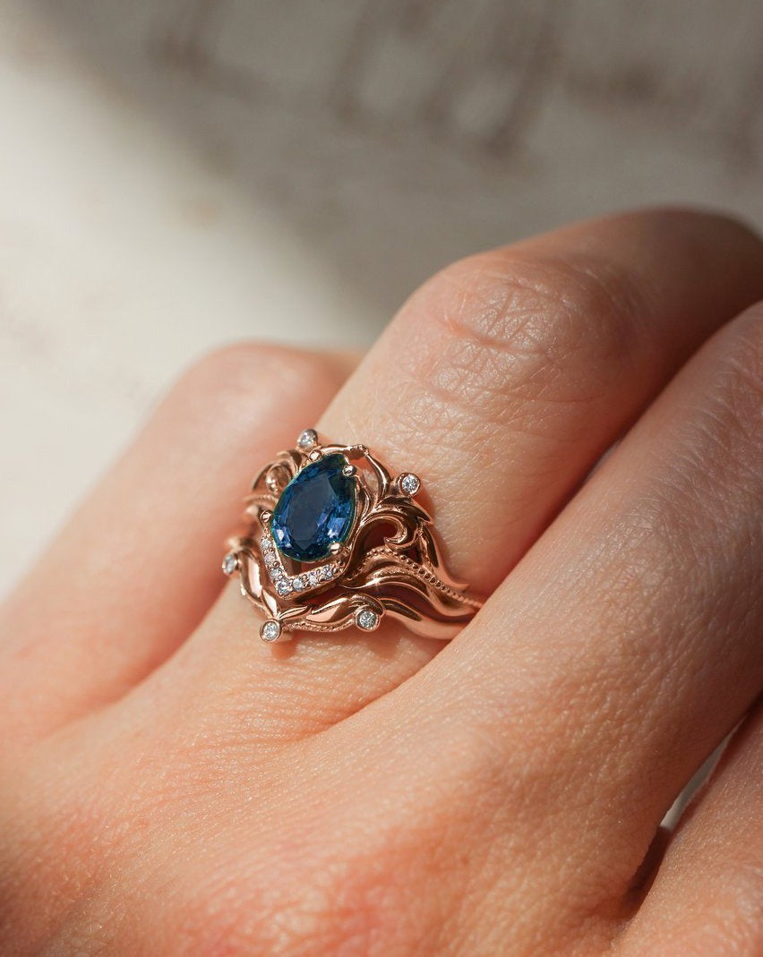 Blue Sapphire Stone 2 Set Ring