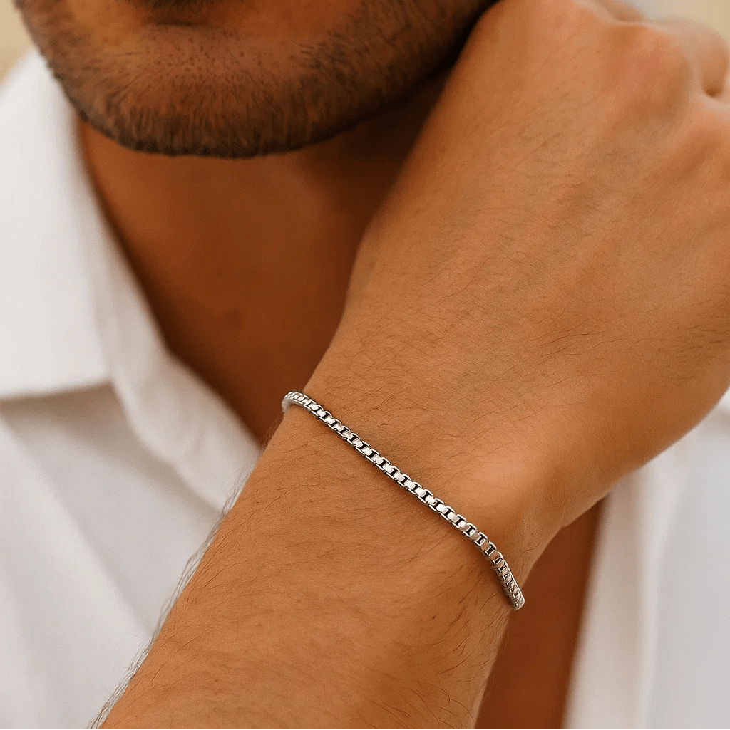 Box Silver Men Bracelet - ARTSY SILVER