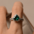 Mi Amor Emerald 2 Set Ring heart - ARTSY SILVER