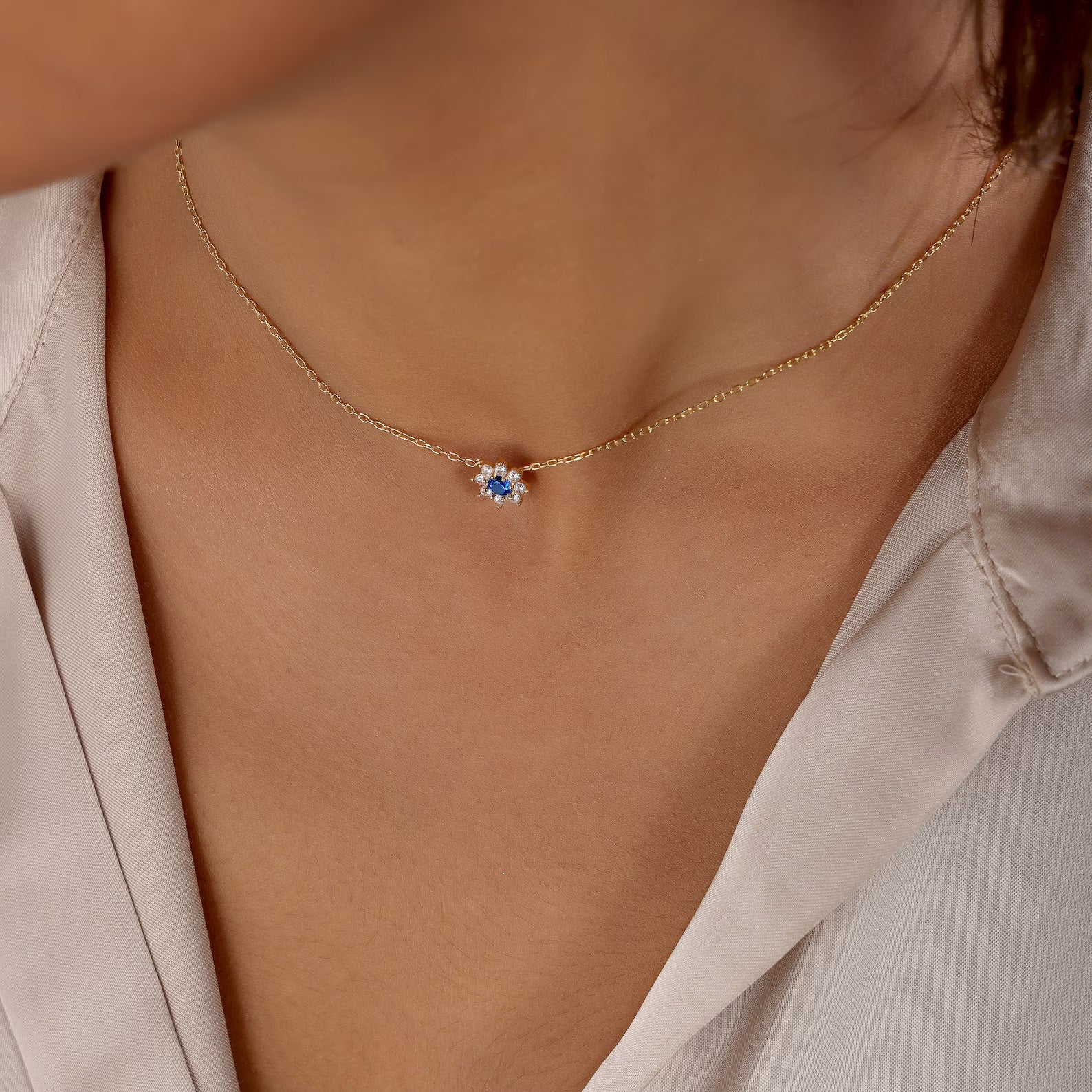 Dainty Blue Sapphire Necklace