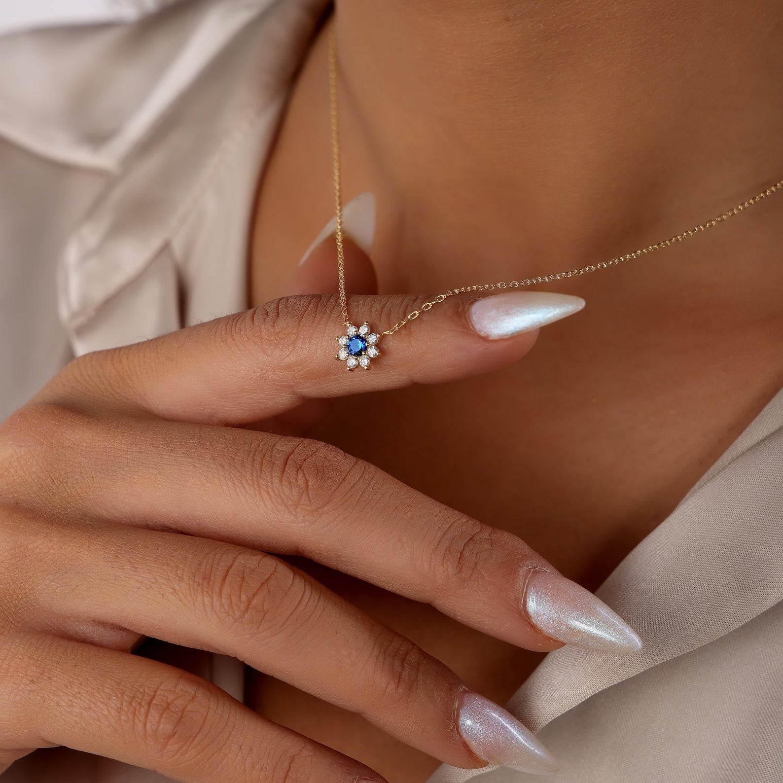 Dainty Blue Sapphire Necklace