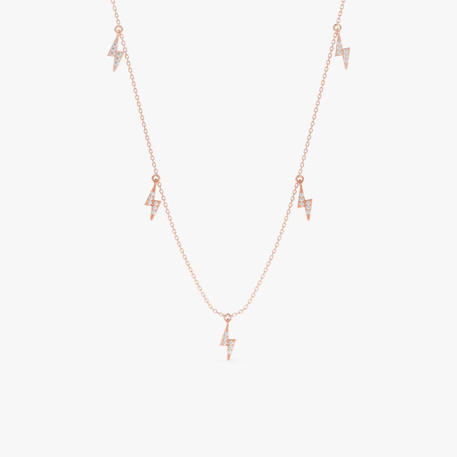 Dangly Lightning Bolt Charms Necklace