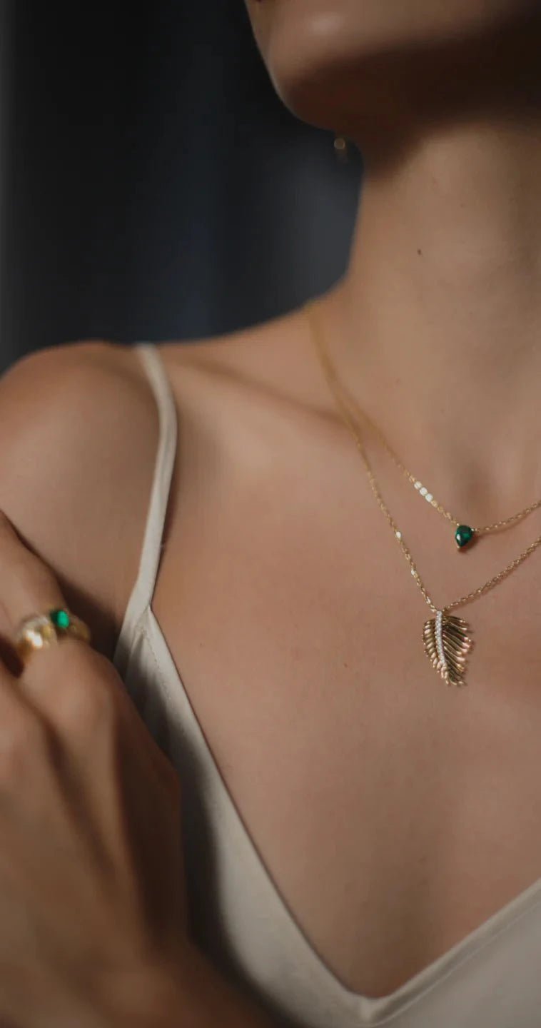 Bali Emerald Stone Necklace - ARTSY SILVER