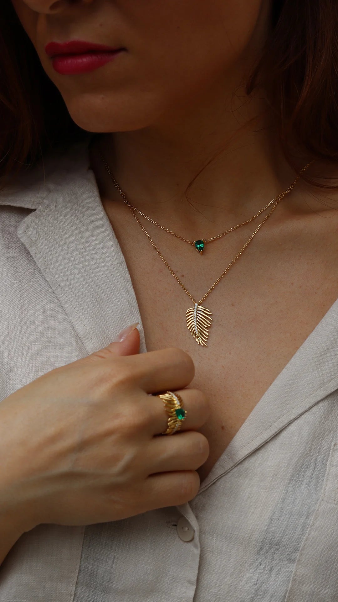 Bali Emerald Stone Necklace - ARTSY SILVER