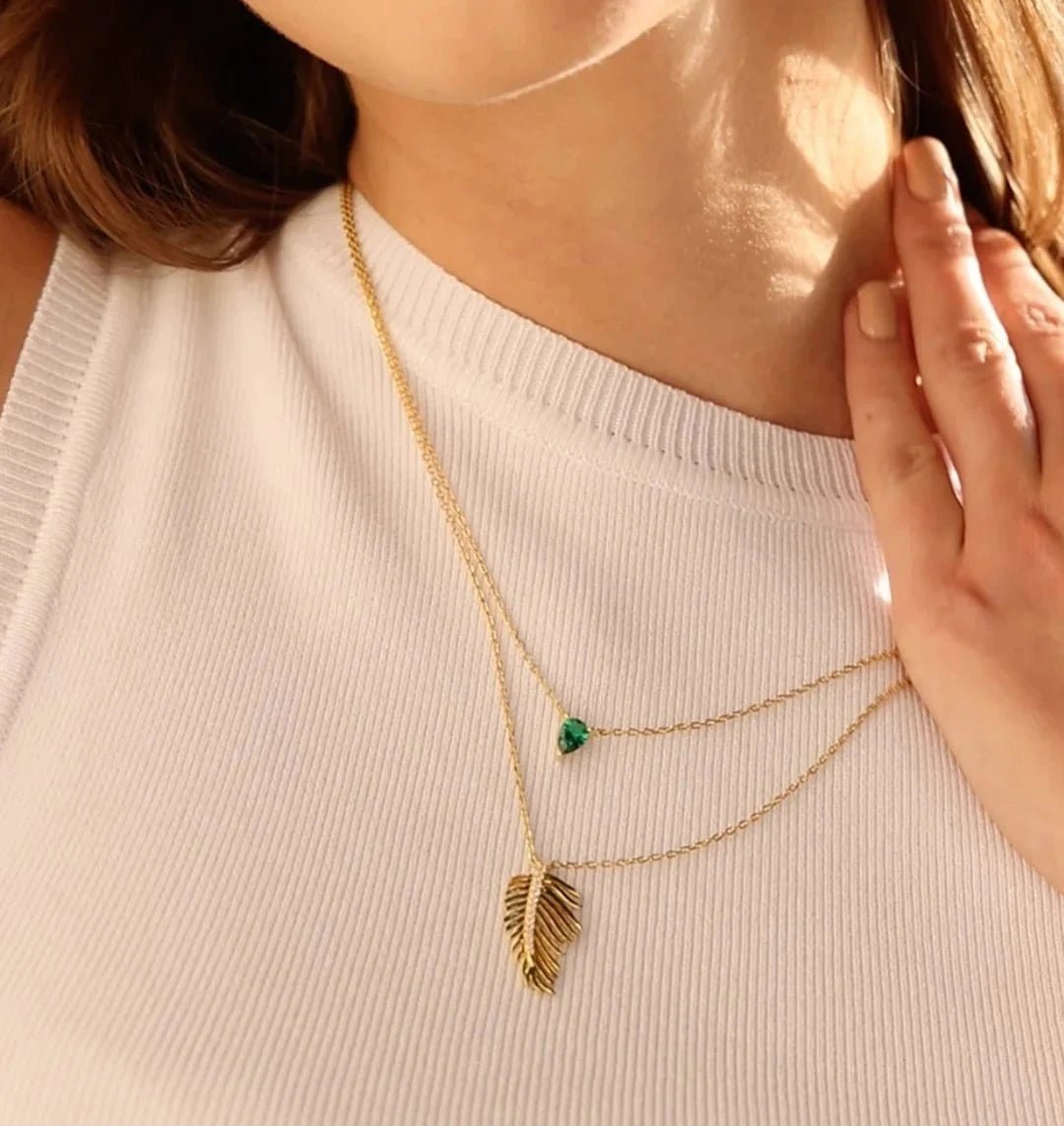 Bali Emerald Stone Necklace - ARTSY SILVER