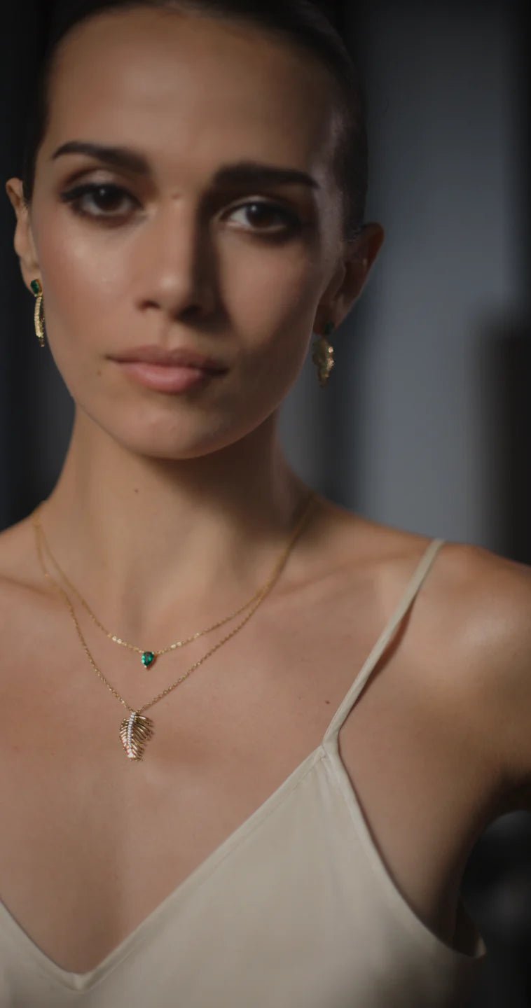 Bali Emerald Stone Necklace - ARTSY SILVER