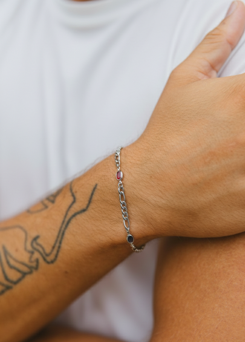 Multi Stone Figaro Men’s Bracelet