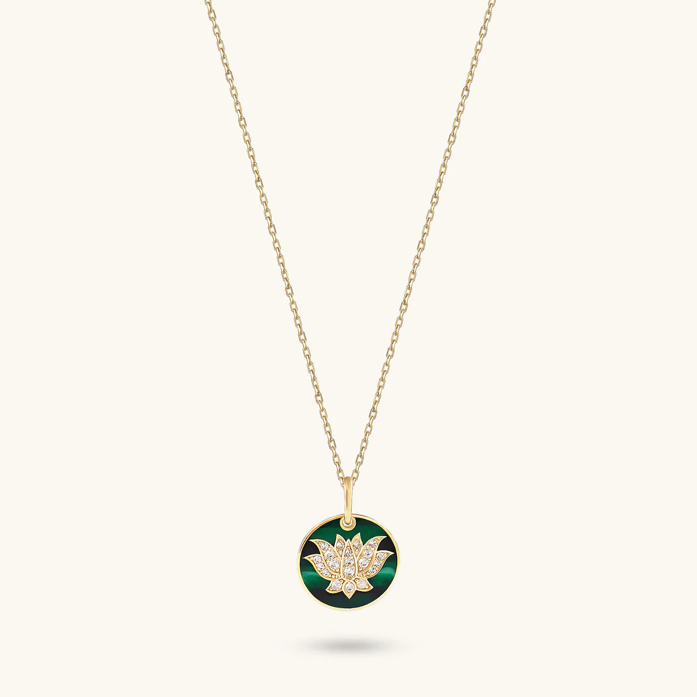 Green Enamel Lotus Necklace