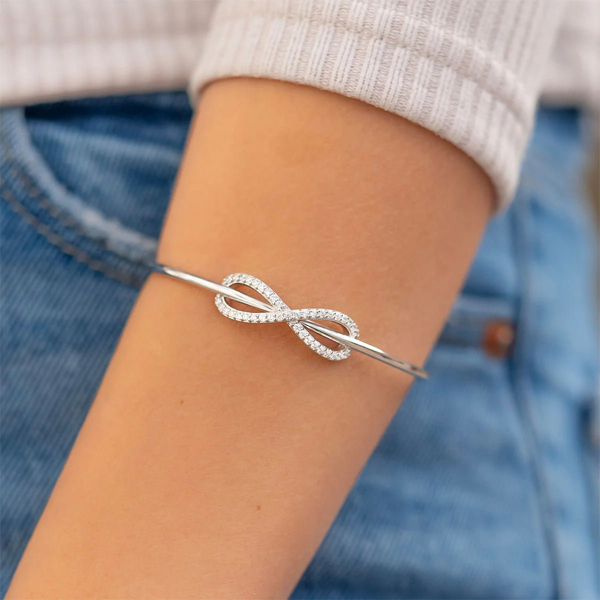 Infinity Silver Bangle