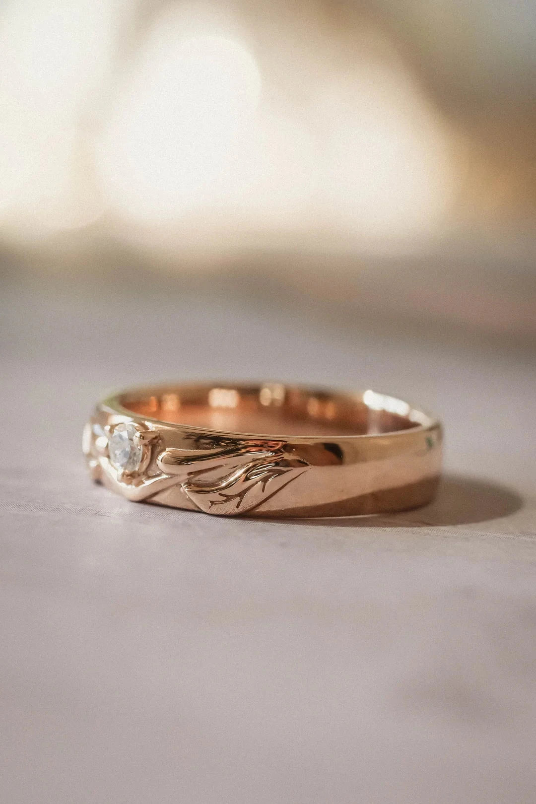 Leaf Design Band - ARTSY SILVER