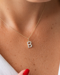 Artsy Letters Necklaces Silver with 18K Gold Plating  White Zircon I ARTSY SILVER
