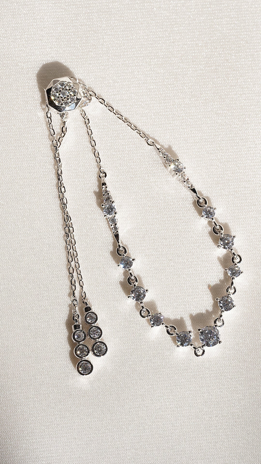 Twinkled Zircon Adjustable Bracelet - ARTSY SILVER