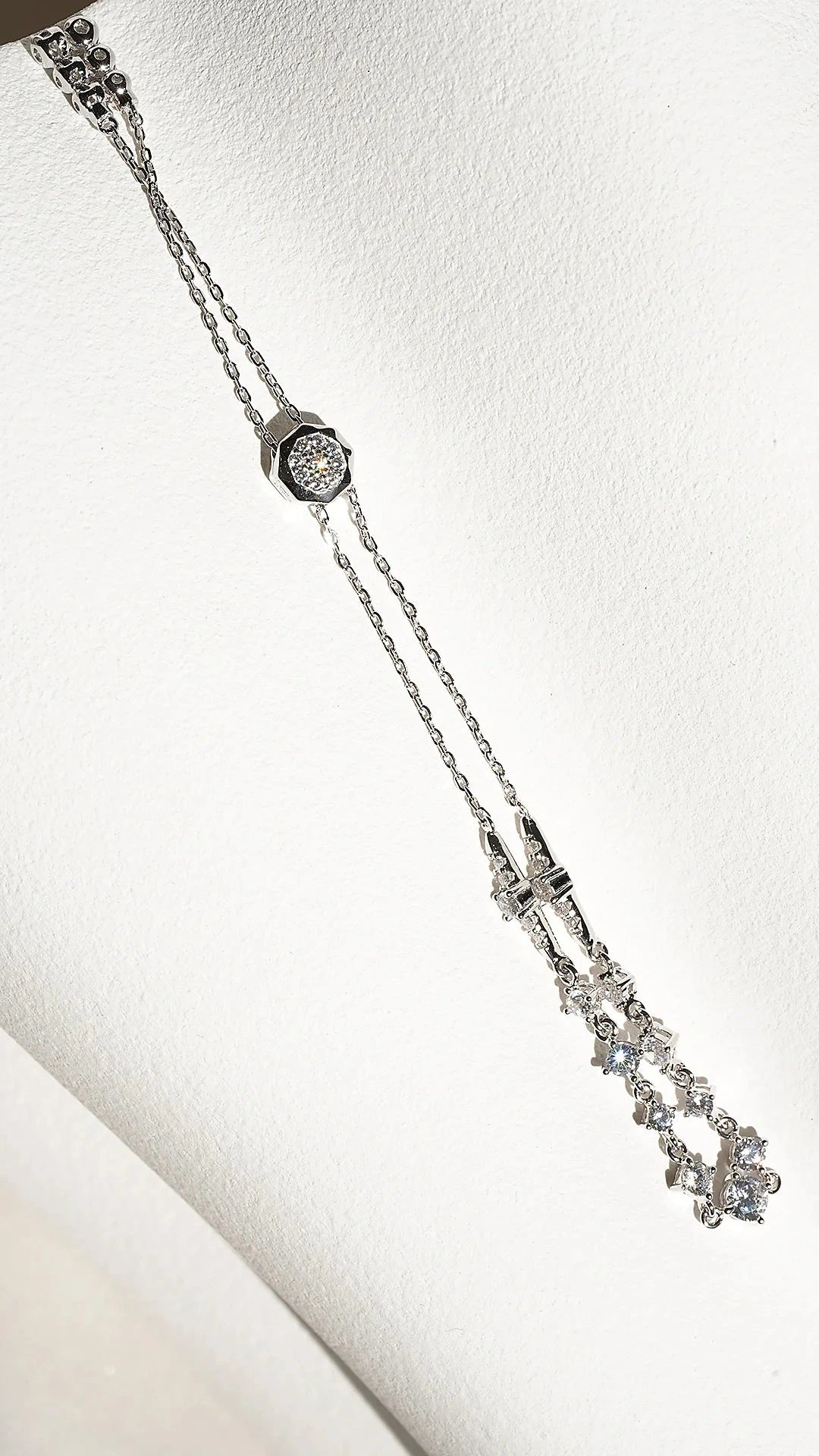 Twinkled Zircon Adjustable Bracelet - ARTSY SILVER