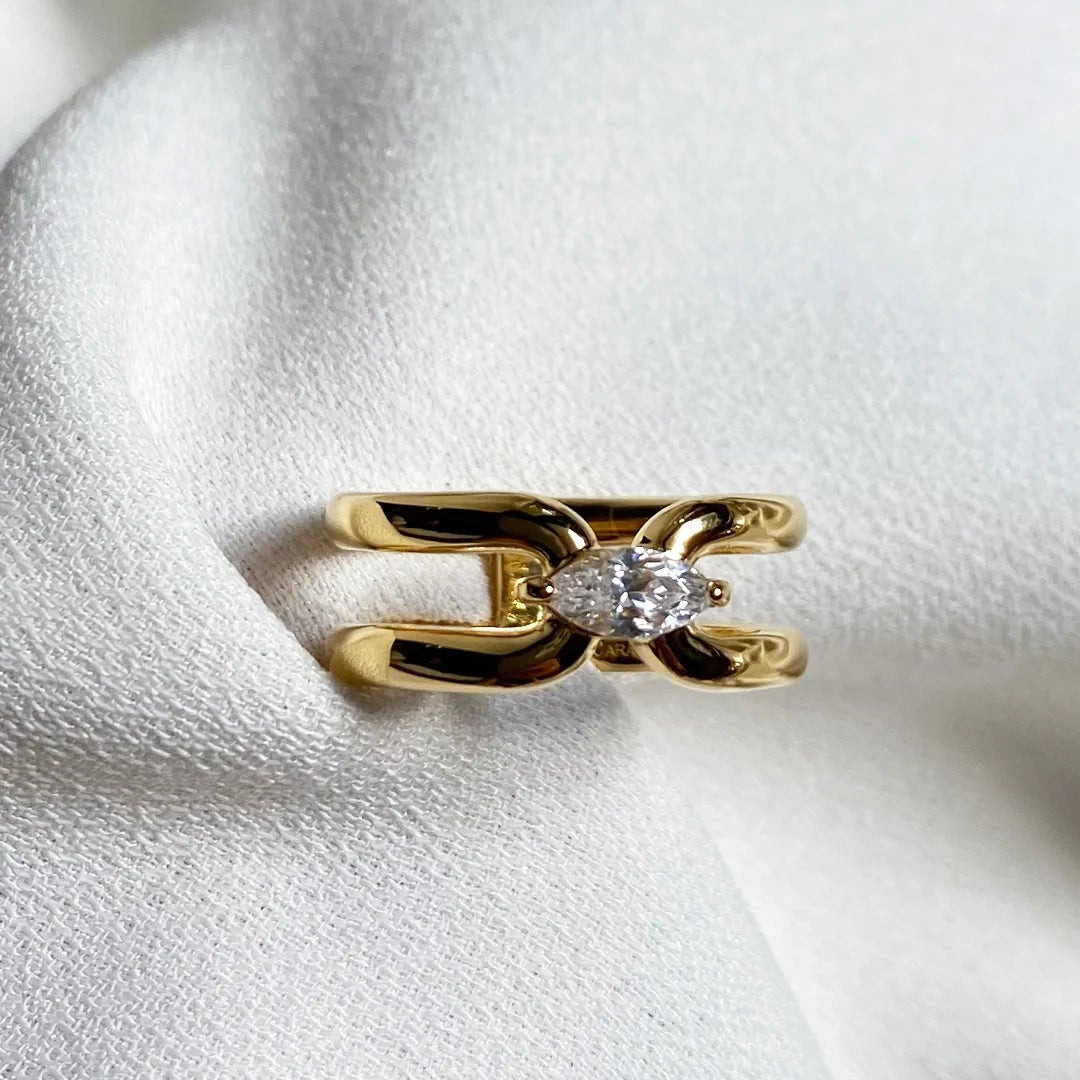 Your Timeless Zircon Gem Ring Gold Plating - ARTSY SILVER