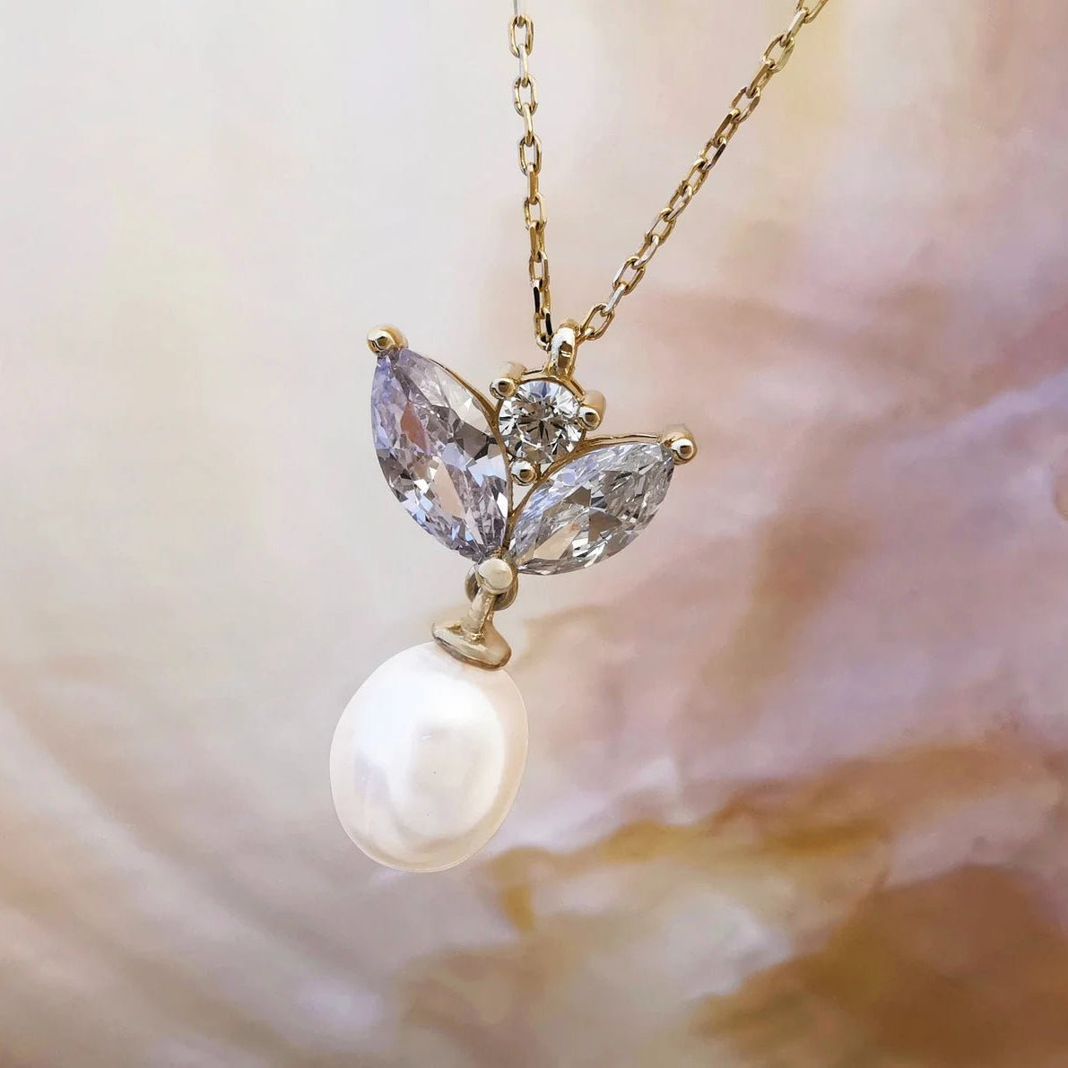 Marquise Pearl Necklace - ARTSY SILVER