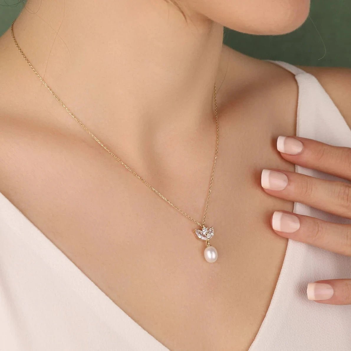 Marquise Pearl Necklace - ARTSY SILVER