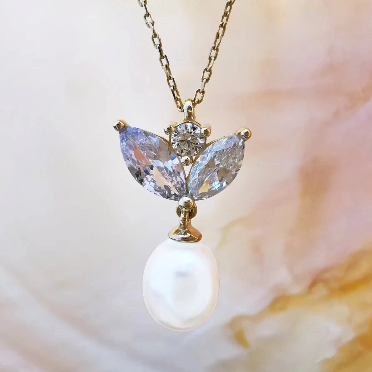 Marquise Pearl Necklace - ARTSY SILVER