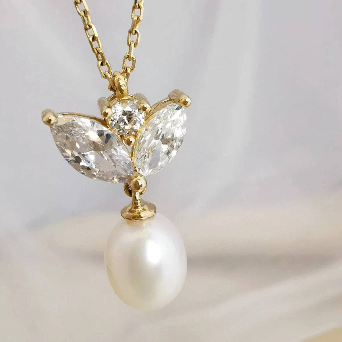 Marquise Pearl Necklace - ARTSY SILVER