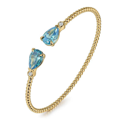 Mermaid Aquamarine Bangle - ARTSY SILVER