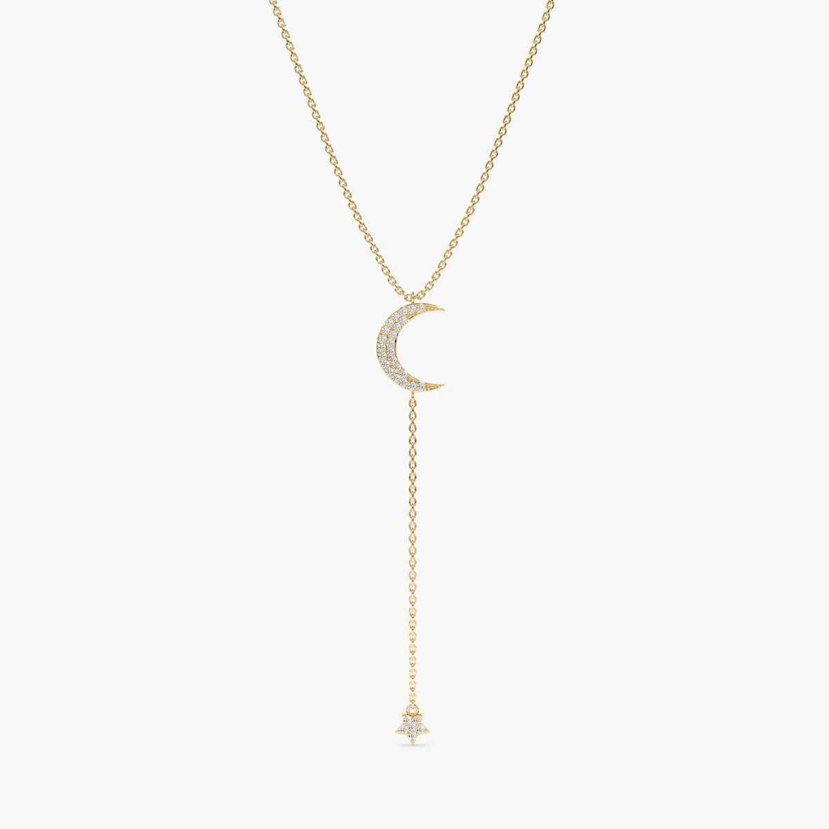 Moon And Stars Lariat Necklace - ARTSY SILVER