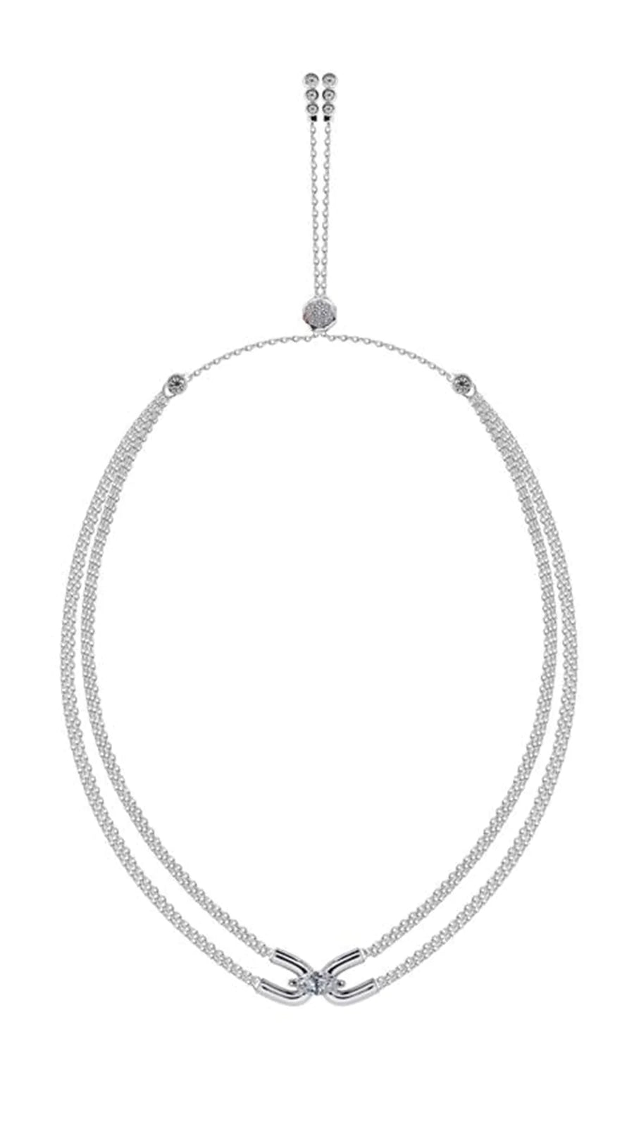 Multi Chain Adjustable Silver Necklace - ARTSY SILVER