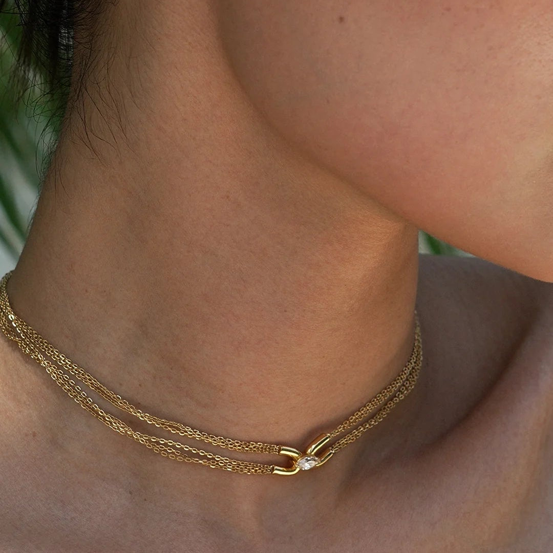 Multi Chains Adjustable Necklace Gold Plating - ARTSY SILVER