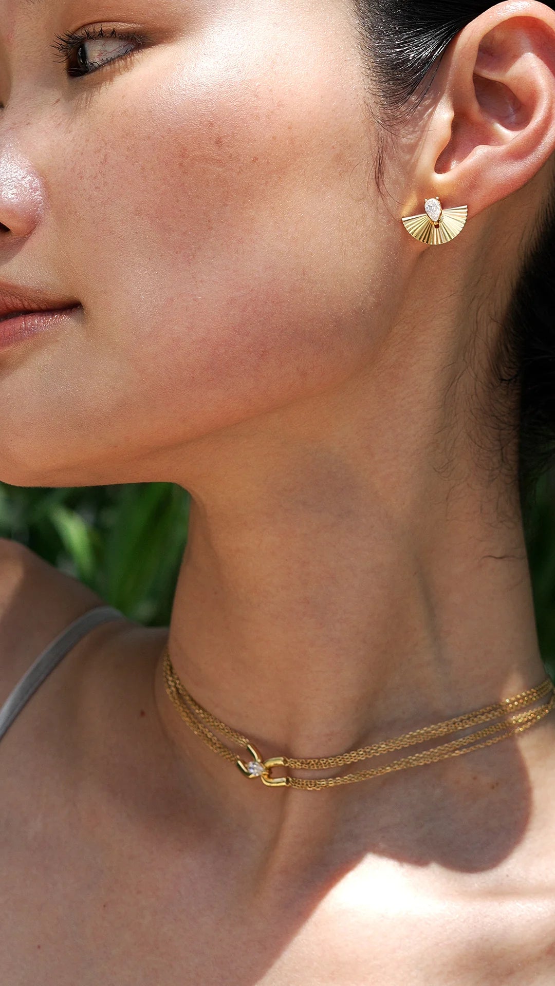 Fancy Zircon Stone Gold Plated Necklace & Earrings Set