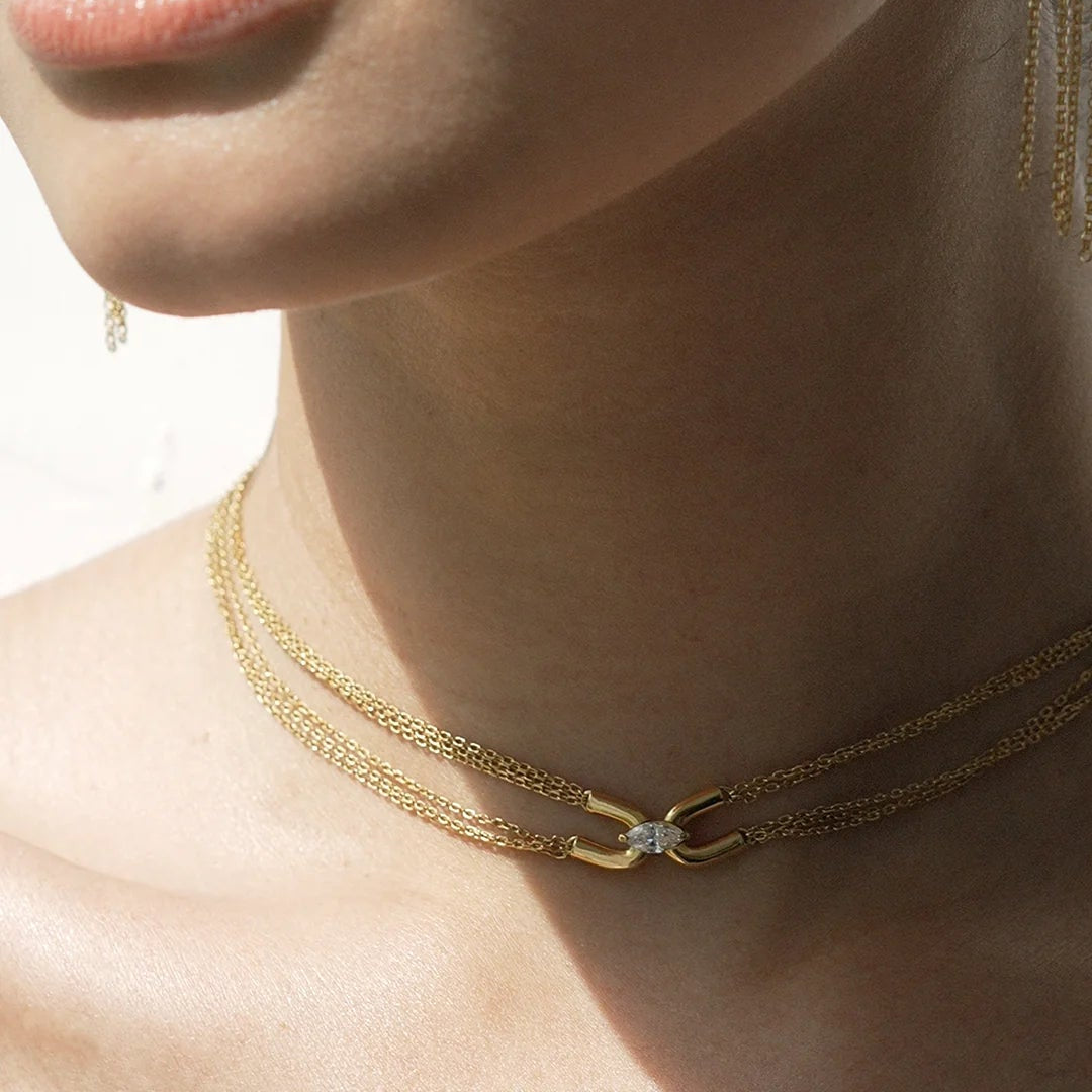 Multi Chains Adjustable Necklace Gold Plating - ARTSY SILVER