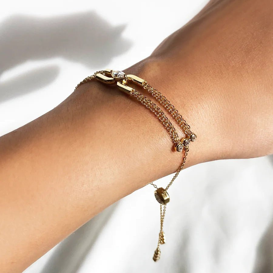 Multi Chain Zircon Stone Bracelet - ARTSY SILVER