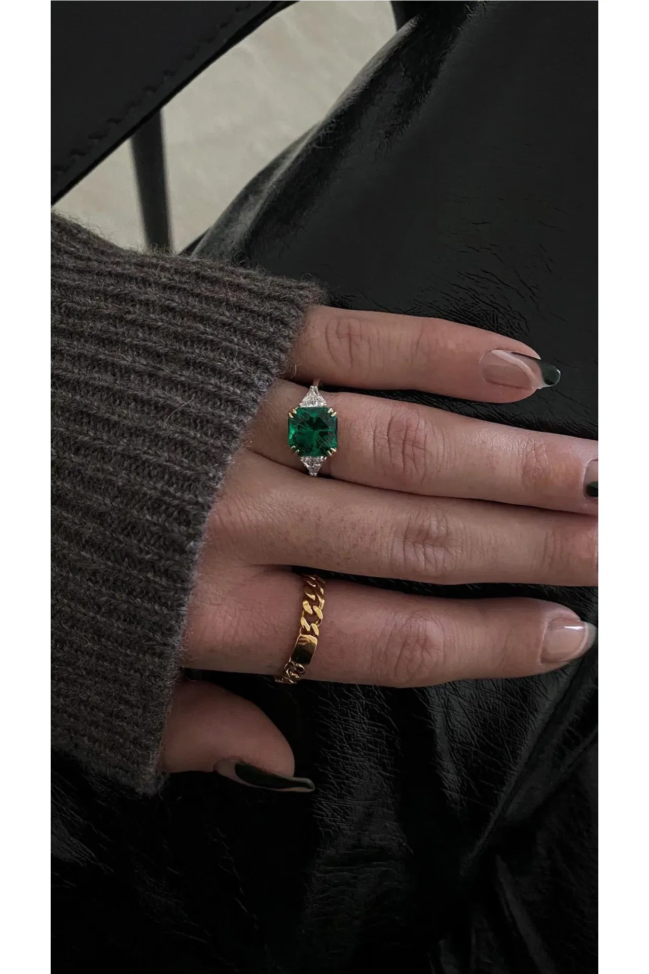 Muse Emerald Ring - ARTSY SILVER