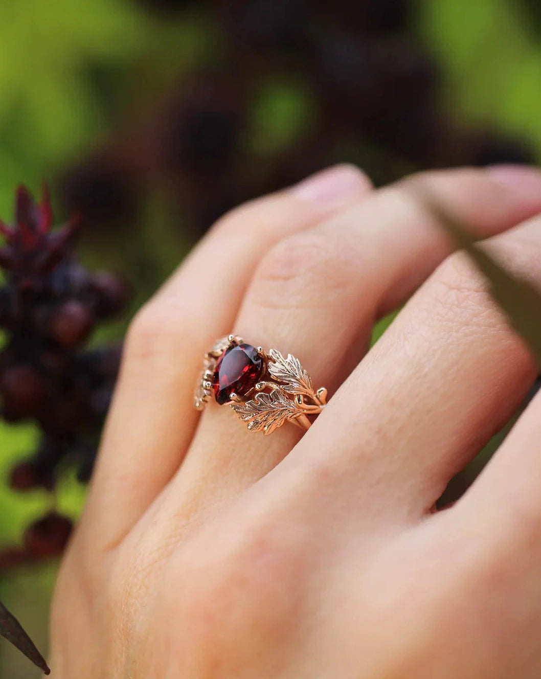 Pear Cut Garnet Stone Ring