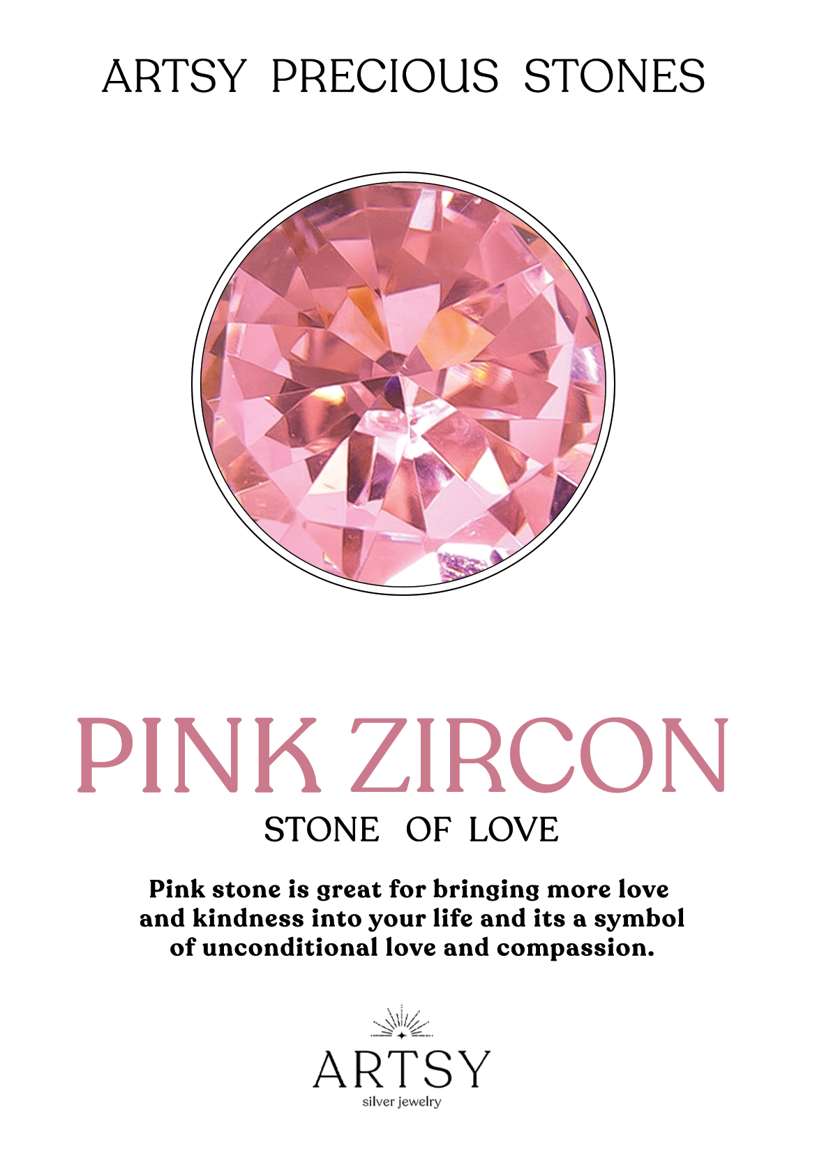 Round Pink Zircon Stone Bracelet