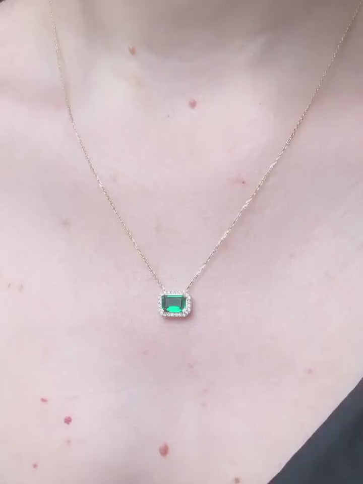 Emerald STONE Necklace GOLD PLATEWD