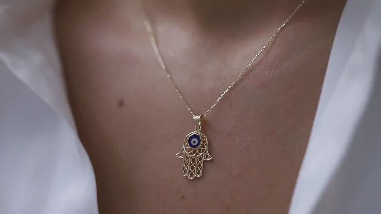 Large Lace Hamsa Necklace