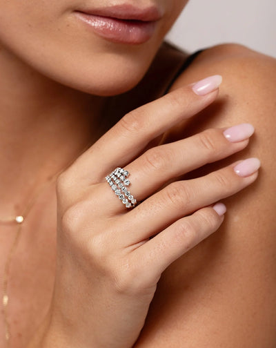 Fanned stone Statement Ring - ARTSY SILVER
