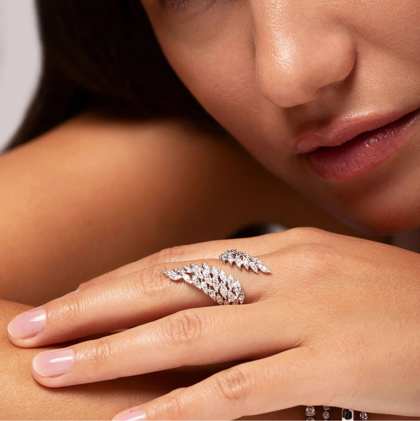 Angel Blooming Wrap Zircon Ring - ARTSY SILVER