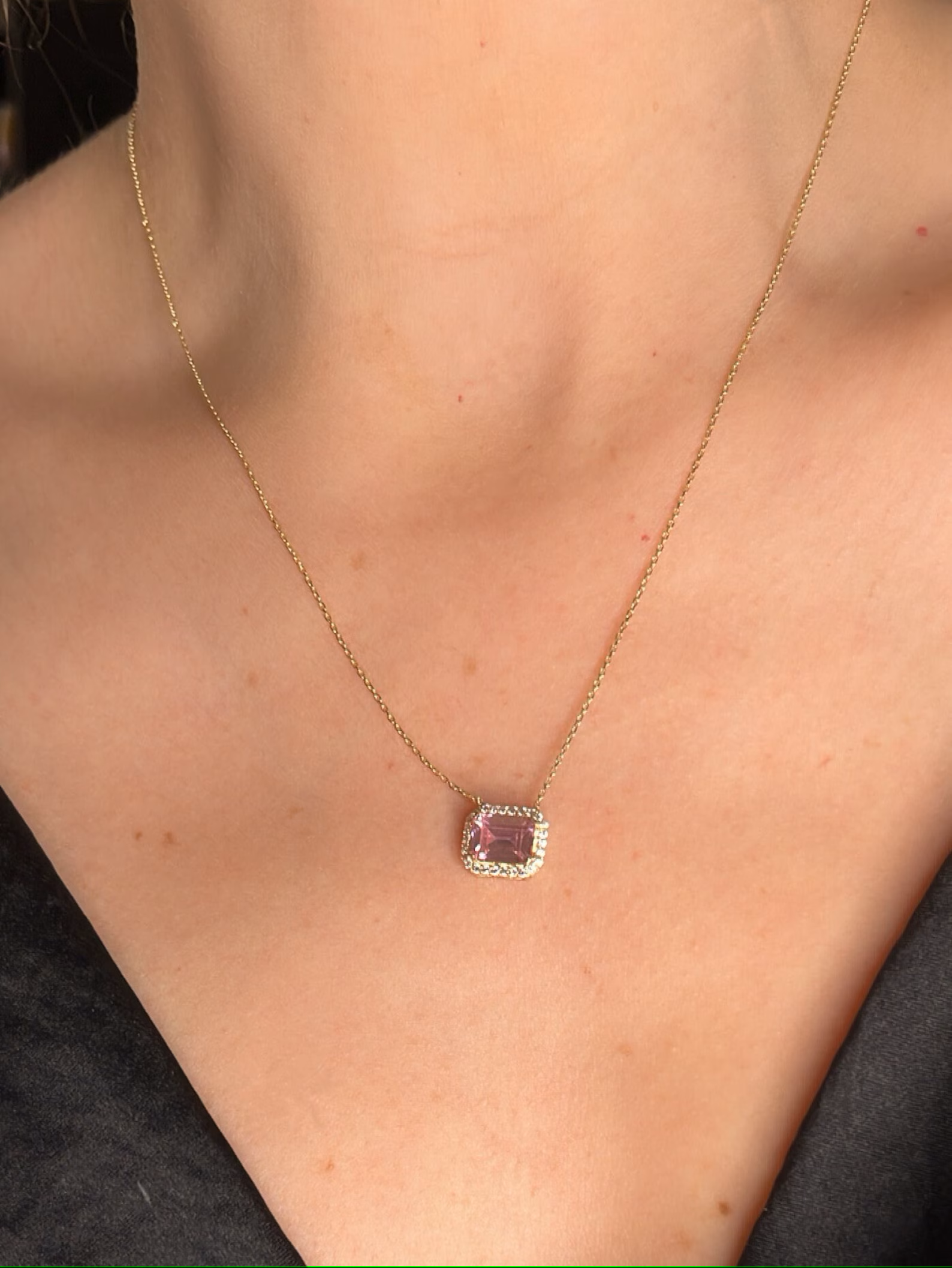 Rosy Aura Zircon Necklace