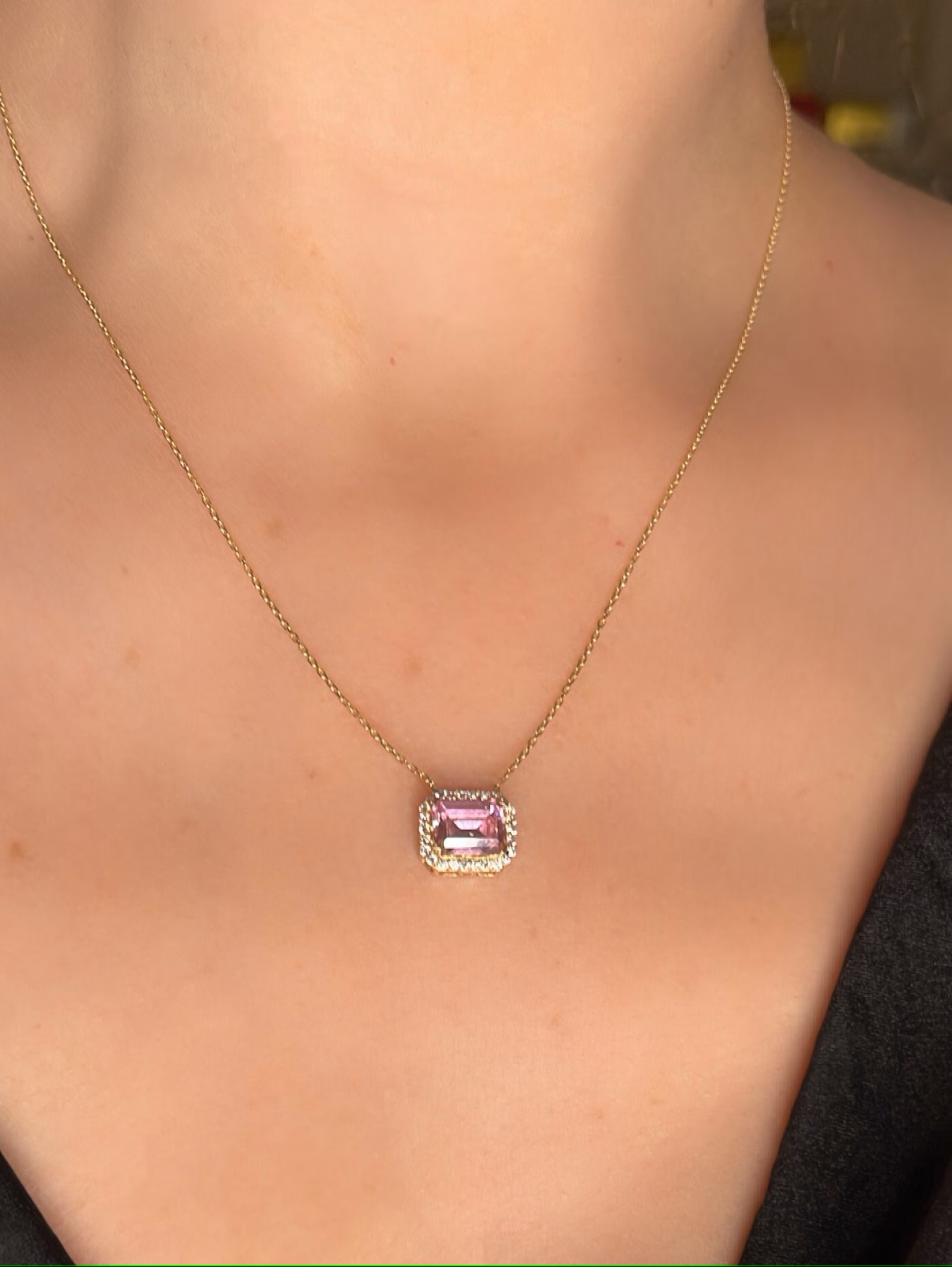 Rosy Aura Zircon Necklace