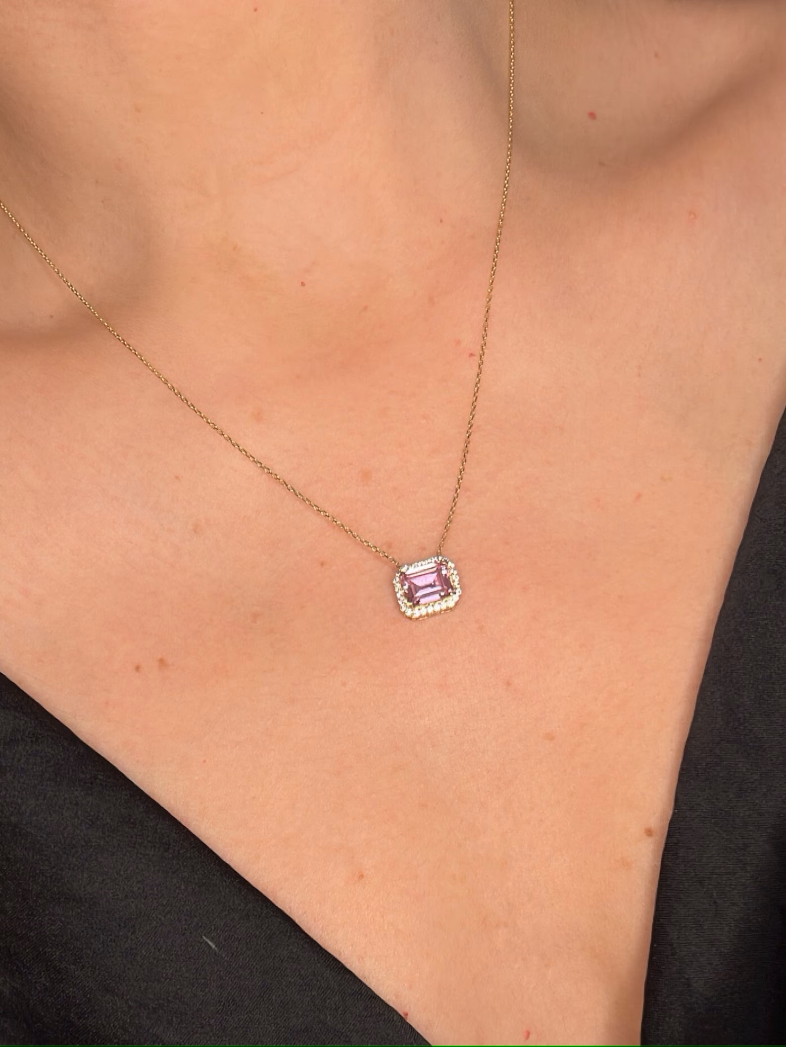 Rosy Aura Zircon Necklace