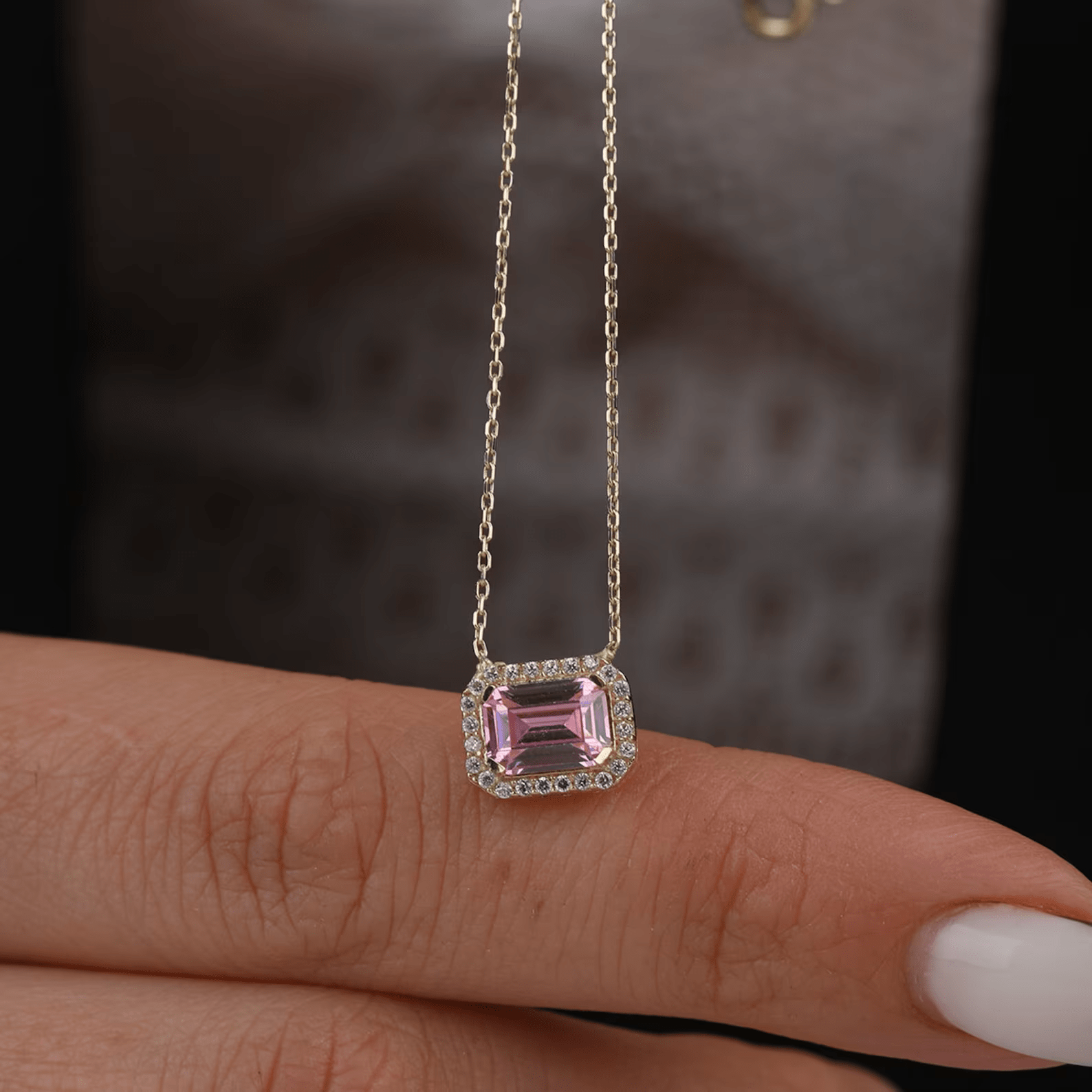 Rosy Aura Zircon Necklace - ARTSY SILVER