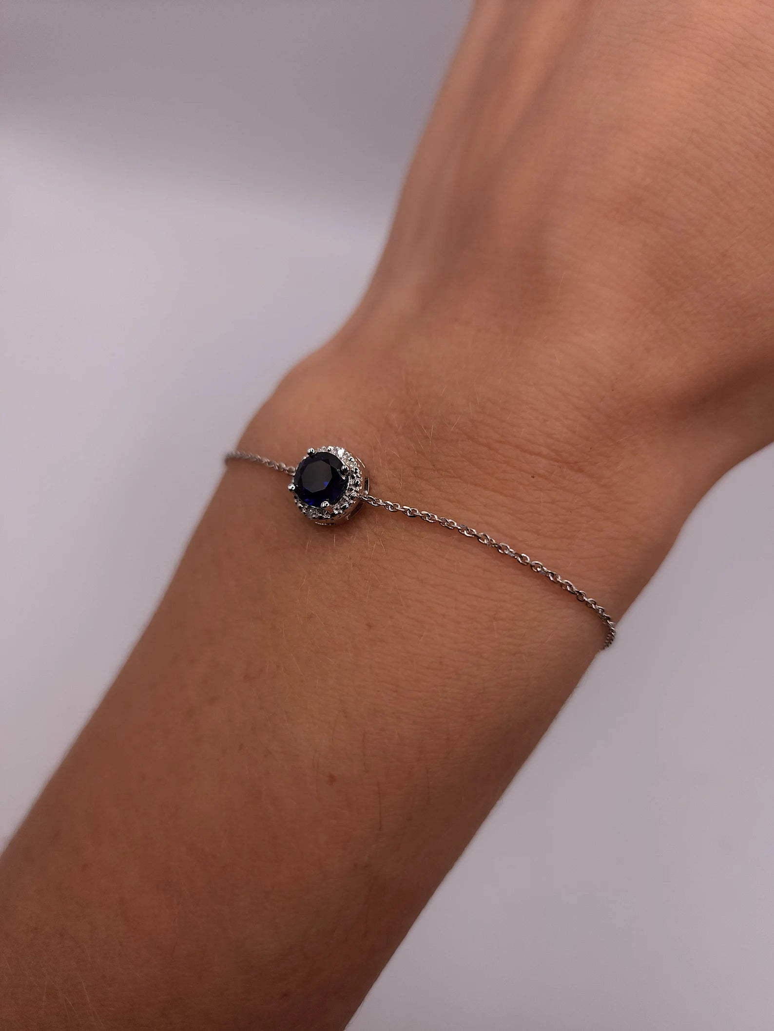 Round Blue Sapphire Stone Bracelet