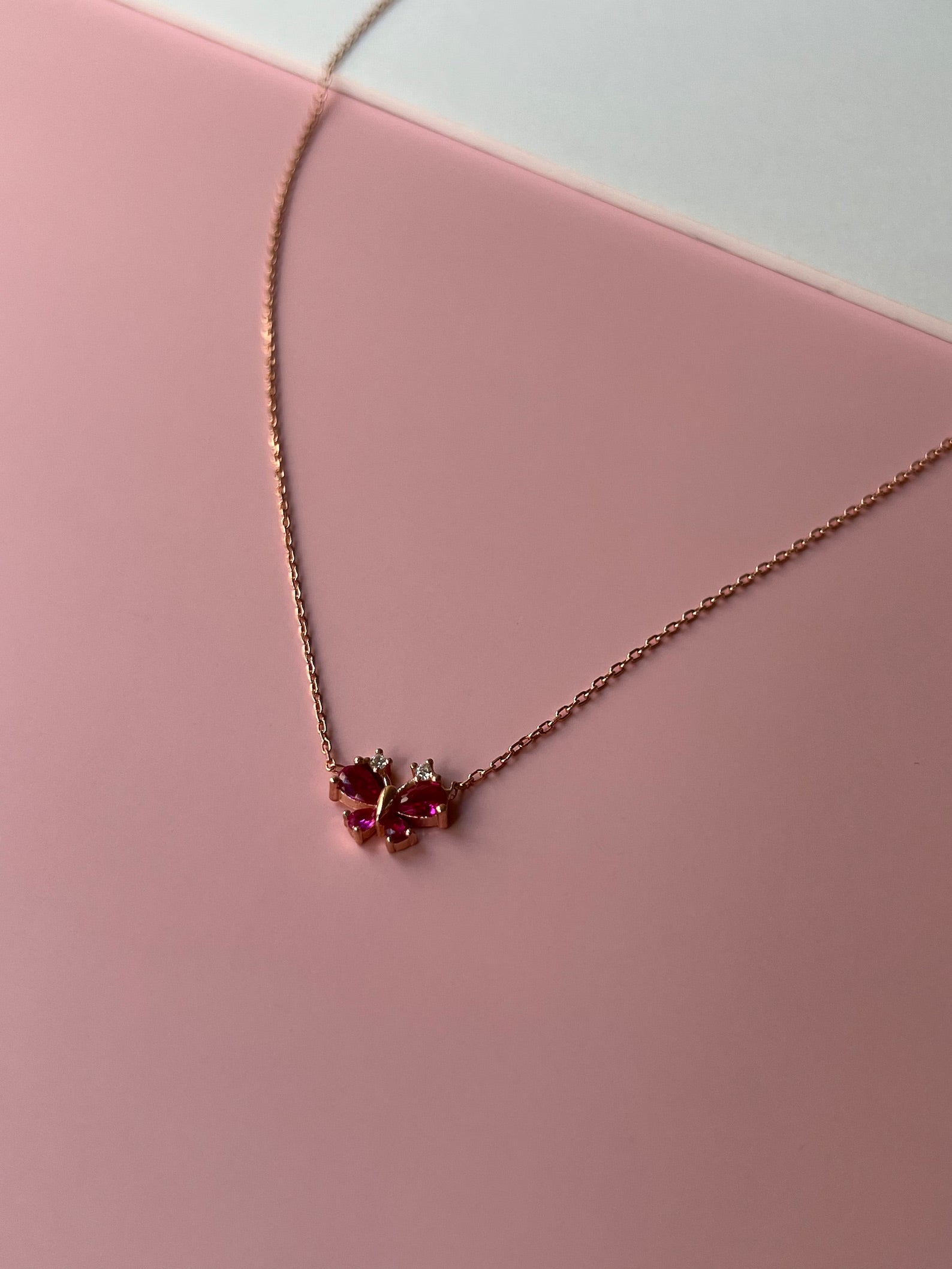 Ruby Butterfly Necklace