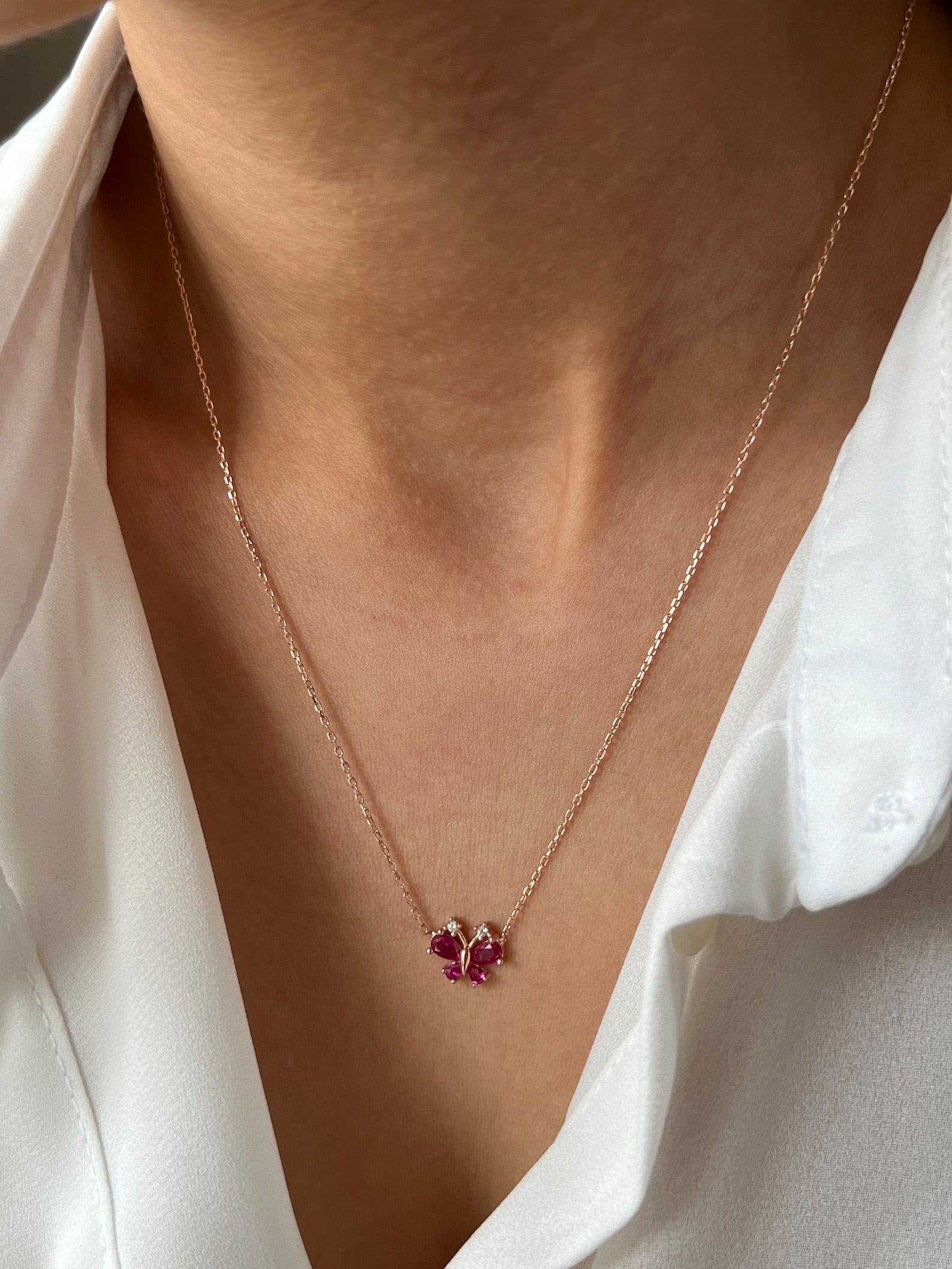 Ruby Butterfly Necklace