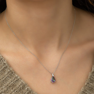 Silver Drop Mystic Topaz Stone Necklace - ARTSY SILVER